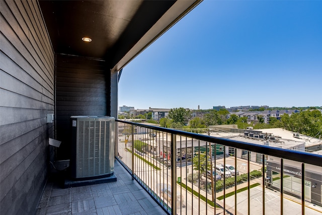 balcony featuring central AC