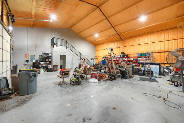 garage featuring a workshop area