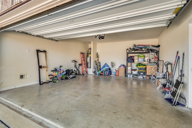 garage with electric water heater