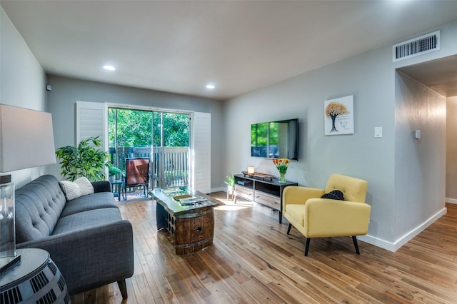 living room featuring light hardwood / wood-style flooring