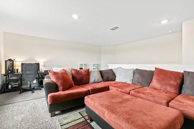 living room with carpet floors