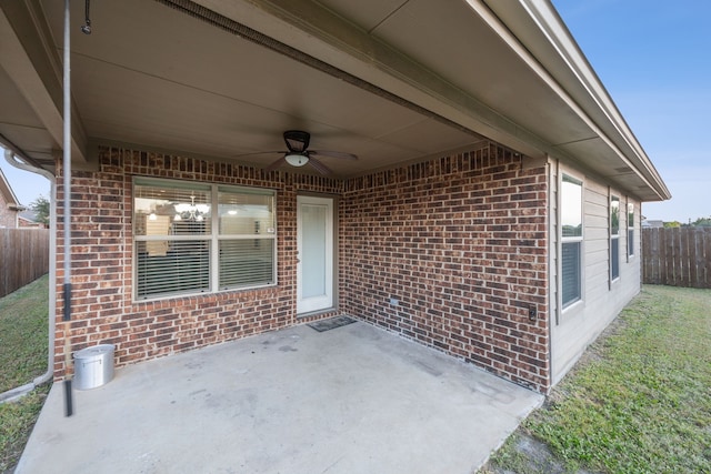 view of patio with ceiling fan