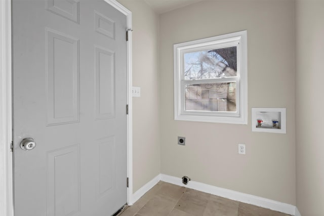 washroom with hookup for a washing machine and electric dryer hookup