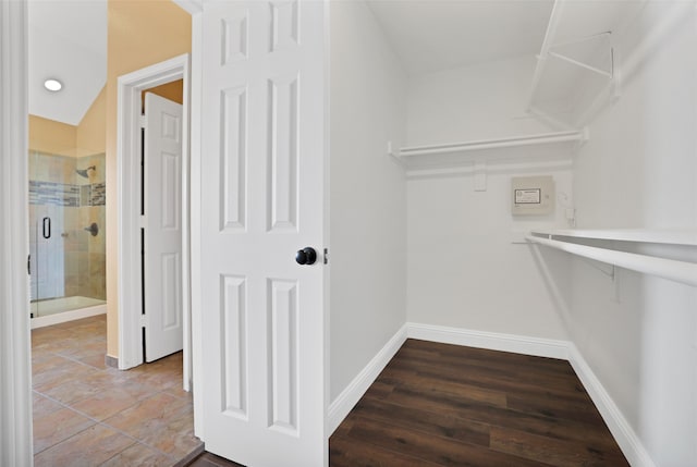 walk in closet featuring hardwood / wood-style floors