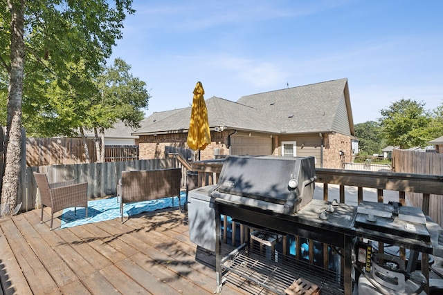 deck featuring area for grilling