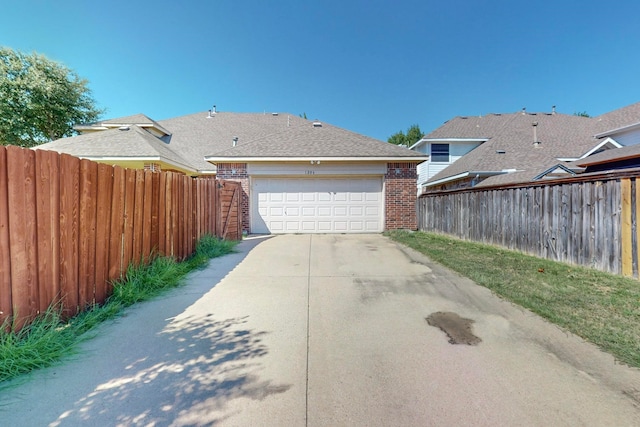 exterior space with a garage