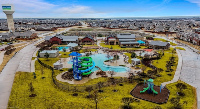 aerial view with a residential view