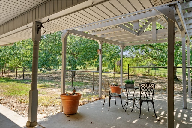 view of patio featuring a pergola