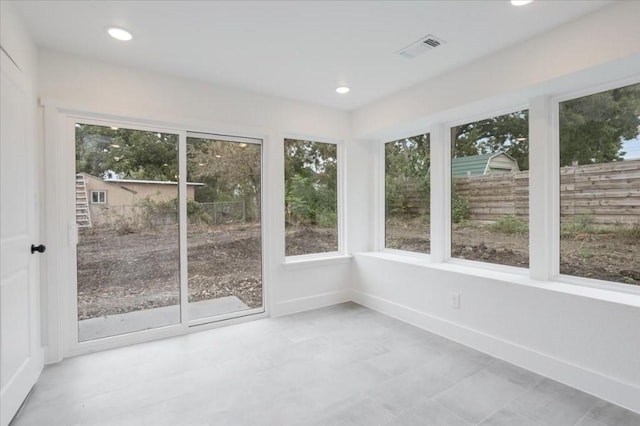 view of unfurnished sunroom