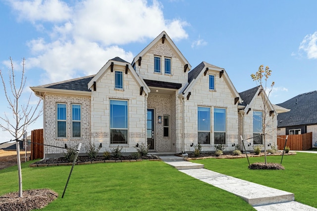 craftsman inspired home featuring a front yard