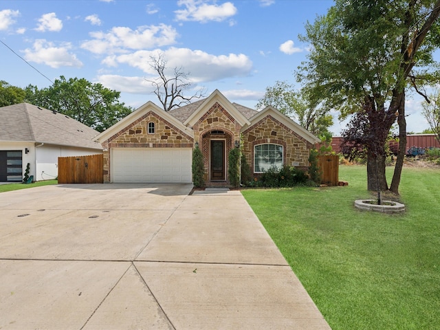 ranch-style home with a front lawn