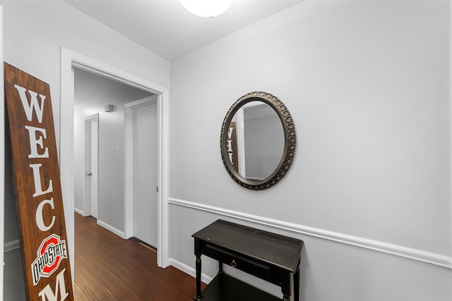 hall featuring dark hardwood / wood-style floors