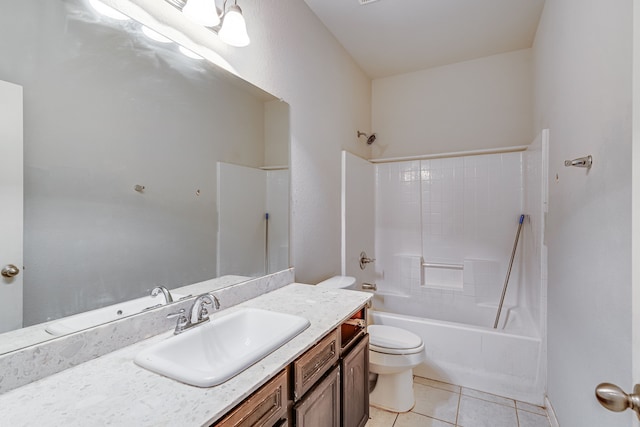 full bathroom with tile patterned flooring, vanity, toilet, and shower / bathing tub combination