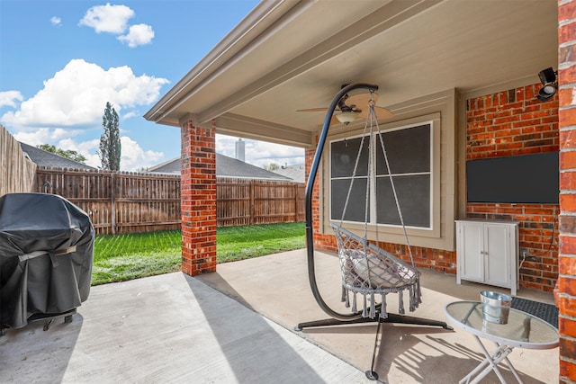 view of patio / terrace with a grill