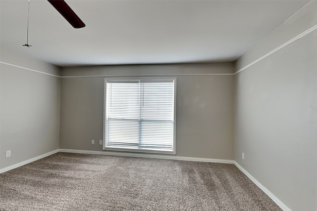 unfurnished room featuring ceiling fan and carpet floors