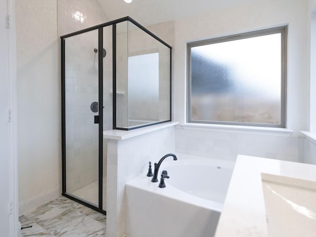 bathroom with independent shower and bath