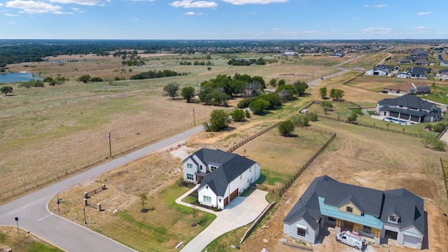 drone / aerial view with a rural view