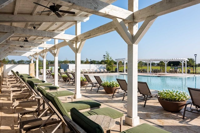 exterior space with a pergola