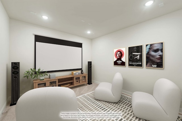 view of carpeted home theater room