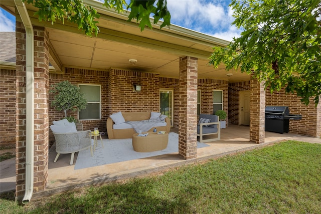 view of patio / terrace with a grill and an outdoor hangout area