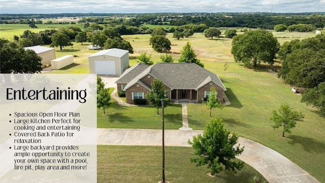 bird's eye view with a rural view