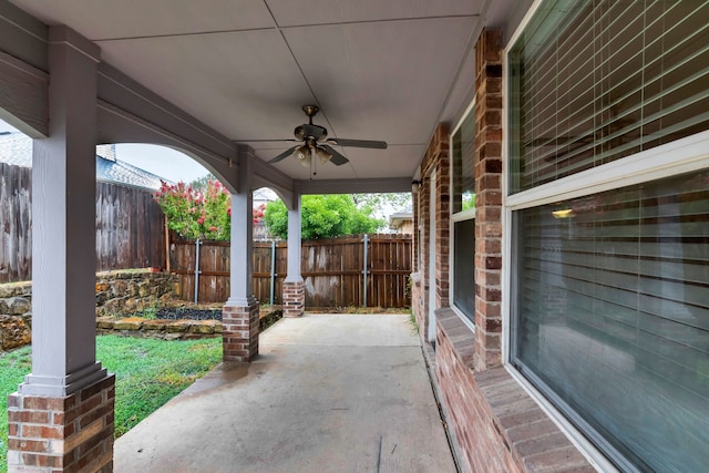 view of patio with ceiling fan