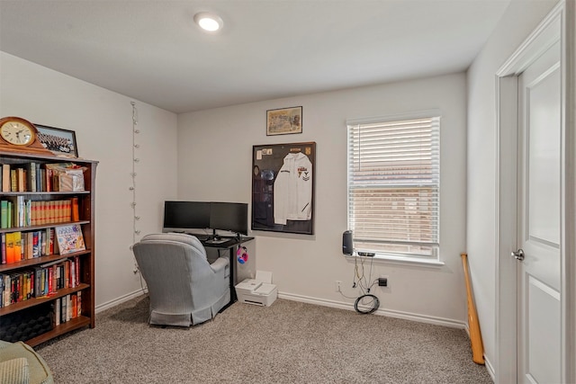 carpeted office featuring plenty of natural light