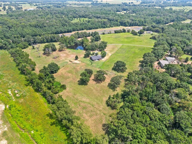 aerial view featuring a water view and a rural view