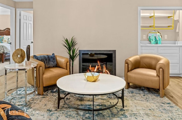 sitting room featuring light hardwood / wood-style flooring