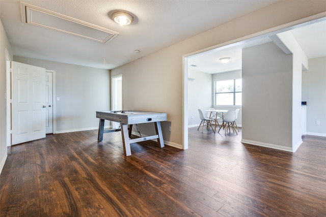 interior space with dark hardwood / wood-style flooring