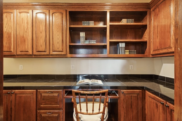 kitchen with built in desk