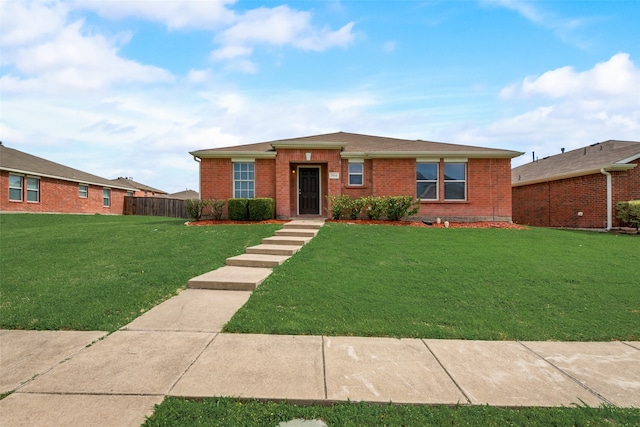 ranch-style house with a front lawn