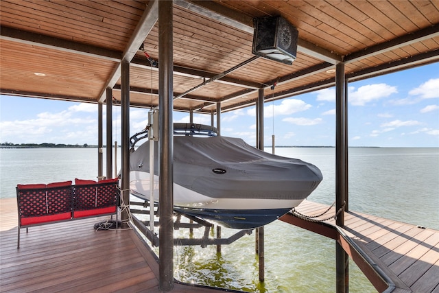 dock area featuring a water view