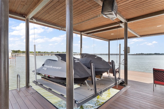 view of dock featuring a water view