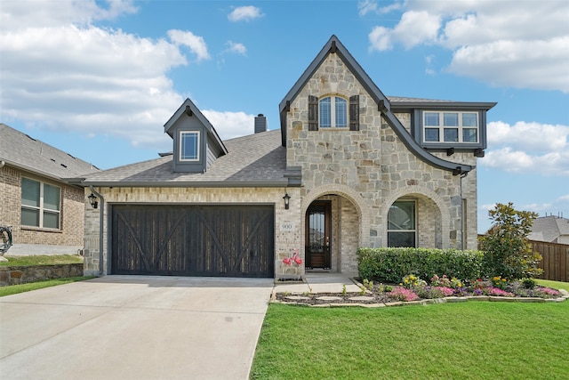 view of front of property with a front lawn