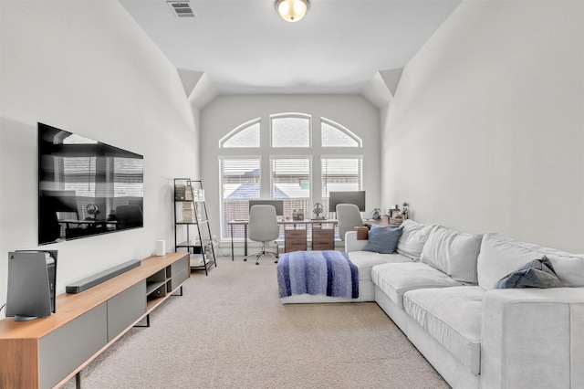 living room featuring carpet