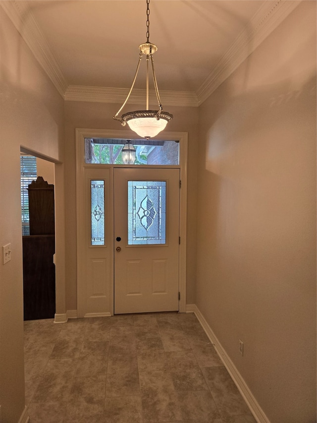 foyer with ornamental molding