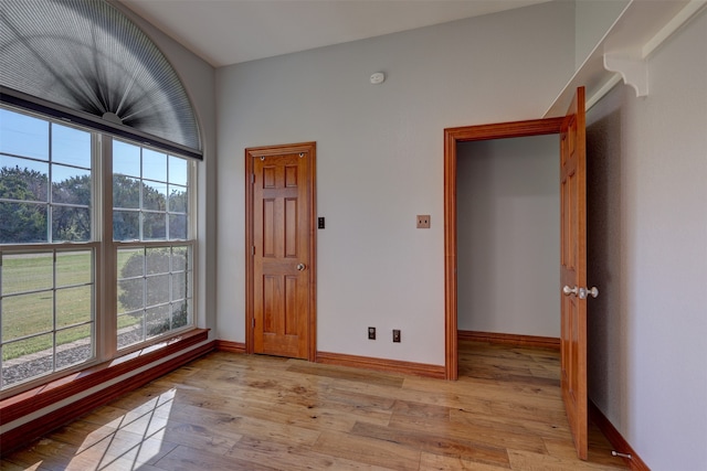 interior space with light hardwood / wood-style floors