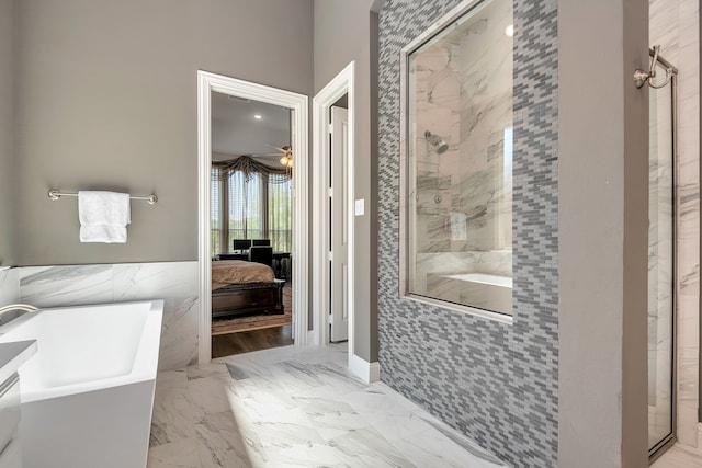 bathroom featuring tiled shower