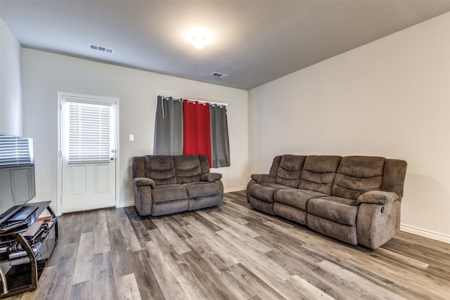 living room featuring hardwood / wood-style flooring