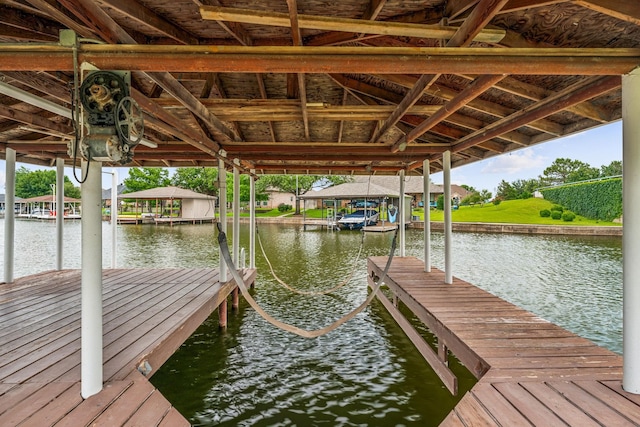 dock area featuring a water view