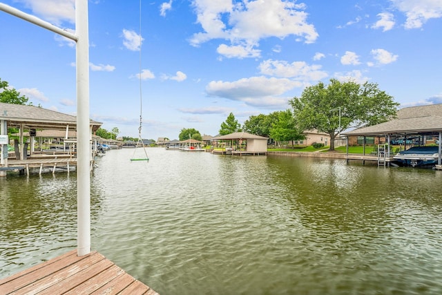 view of dock featuring a water view