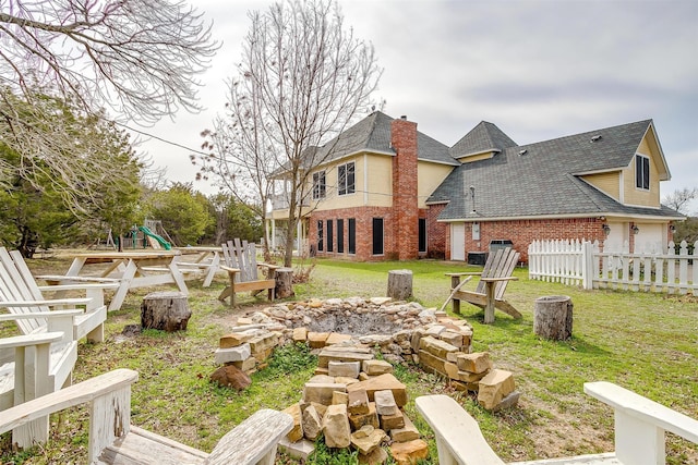 view of yard featuring a playground