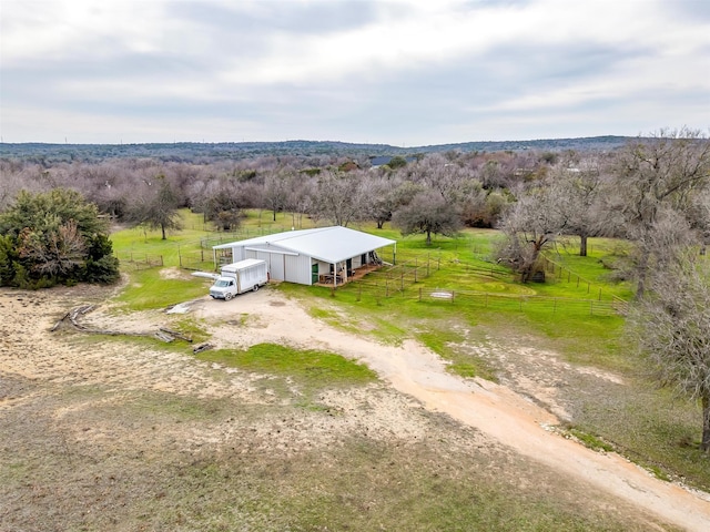 aerial view with a rural view