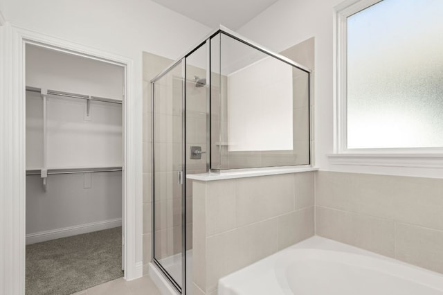 bathroom with plus walk in shower