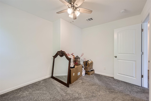 bedroom featuring carpet floors and ceiling fan