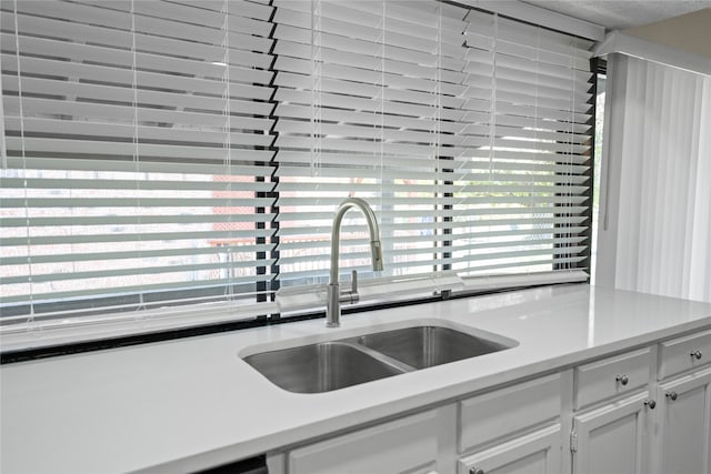 kitchen with sink, plenty of natural light, and white cabinets