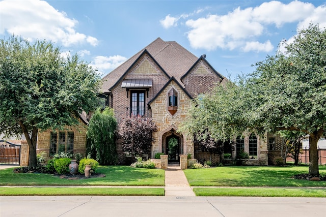 view of front of house with a front lawn