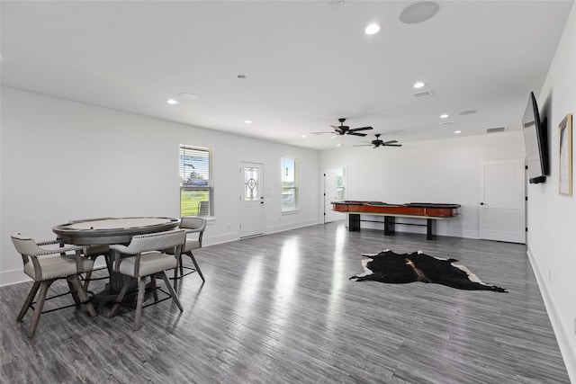 6770 Fm 1372nd Rd, North Zulch, TX 77872 - recreation room with recessed lighting, visible vents, wood finished floors, and baseboards