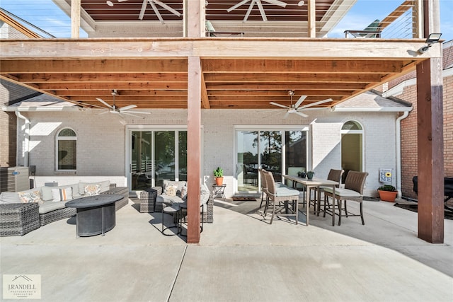 view of patio / terrace featuring outdoor lounge area and ceiling fan